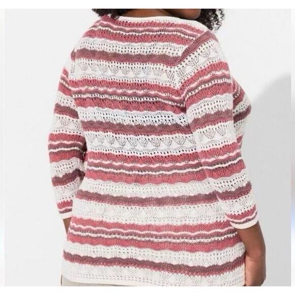 Torrid Crochet Sweater Boho V Neck Cinched Knit 2X Beach Festival Hippie Plus - Picture 2 of 9